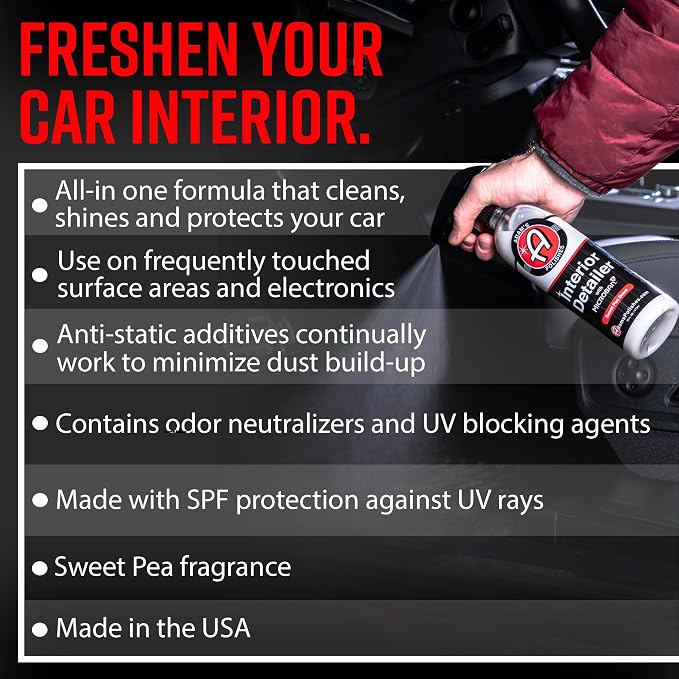 Adam's Polishes Interior Detailer 16 fl. oz (Sweet Pea) - Total Car Interior Cleaner, Protectant & Dressing | All Purpose Cleaner & Leather Conditioner | Vinyl, Dashboard, Screen, Seat Cleaner & More
