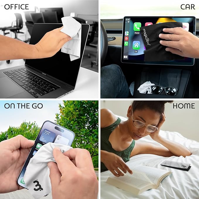 MagicFiber Microfiber Cleaning Cloth, Glasses Cleaner, Eyeglass Wipes, 6pk | Clean Eye Glasses, Lenses, Screens, Cameras, Sunglasses, Watches, Electronics, & More