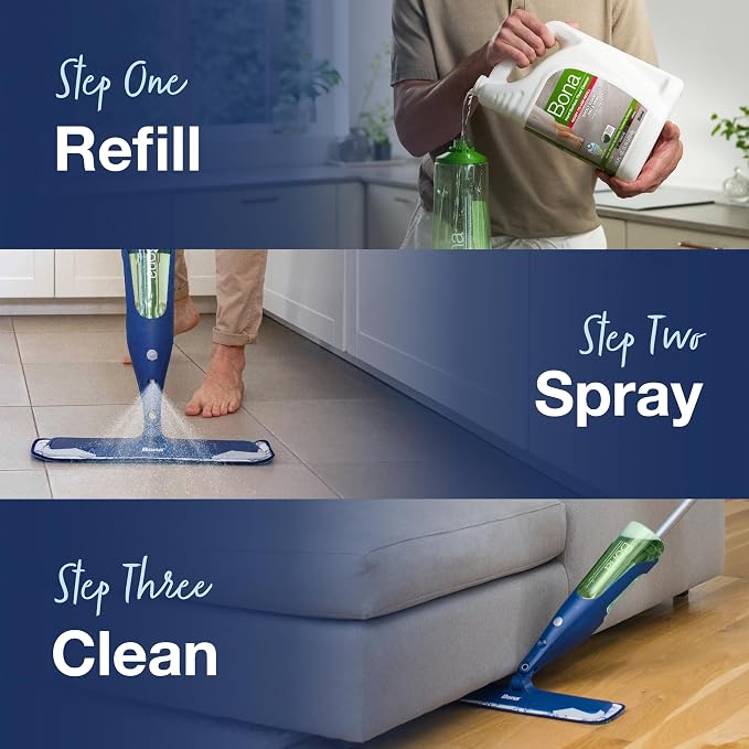 Bona Multi-Surface Floor Cleaner Refill - 128 fl oz - Unscented | Refill for Bona Spray Mops and Spray Bottles - Residue-Free Cleaning Solution for Stone, Tile, Laminate, and Vinyl Floors