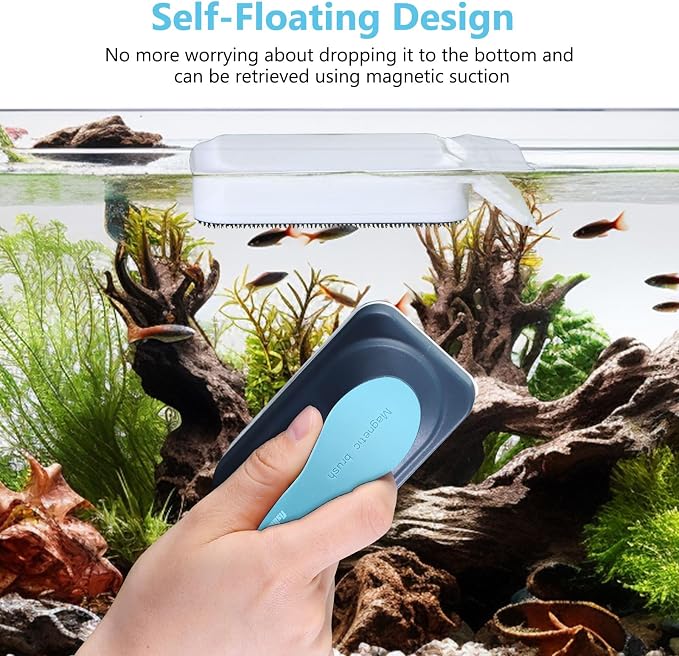 fishkeeper Aquarium Magnetic Glass Cleaner, Fish Tank Algae Cleaning Tool | Magnet with Algae Scraper for Glass Aquariums Tank, Floating Scrubber Brush, 2 Detachable Scrapers, Small