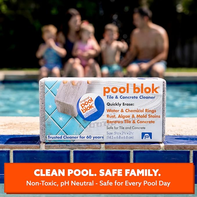 Pumie 1-Pack Pumice Stone for Pool Tile Cleaning - Calcium Remover for Tile & Plaster Stain - Cleaner for Calcium Build Up - Grout & Concrete Scouring - Pool Blok PB-12-5.75x2.87x2.87
