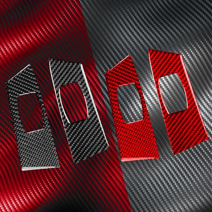 Rear Window Lift Trim Decals Fit for Toyota 4Runner(N210) 2003-2009 | for SR5/Sport Edition/Limited | Real Carbon Fiber | Rear Door Window Switch Control Cover | Self-adhesive