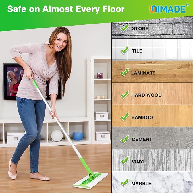 UNIMADE Dry Sweeping Cloths, 52 Count Mop Refills | Compatible with Swiffer Sweeper - Disposable Duster Refill Mops for Cleaning Hardwood Floor Dust