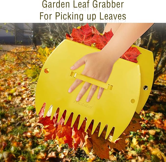Mobitel Leaf Scoops Hand Rakes -Large Leaf Grabber for Picking Up Yard Leaves, Lawn Garbage and Grass Clippings