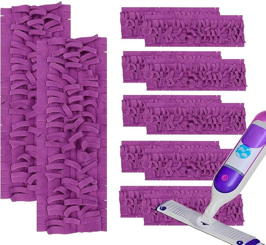 12Pack Mop Pads Refills for Swiffer Power Mop Washable & Reusable | Household Replacement Mop Pads, Multi-Surface Mop Refill Pads, Suitable for Hardwood, Tile, Floor Cleaning(Purple)