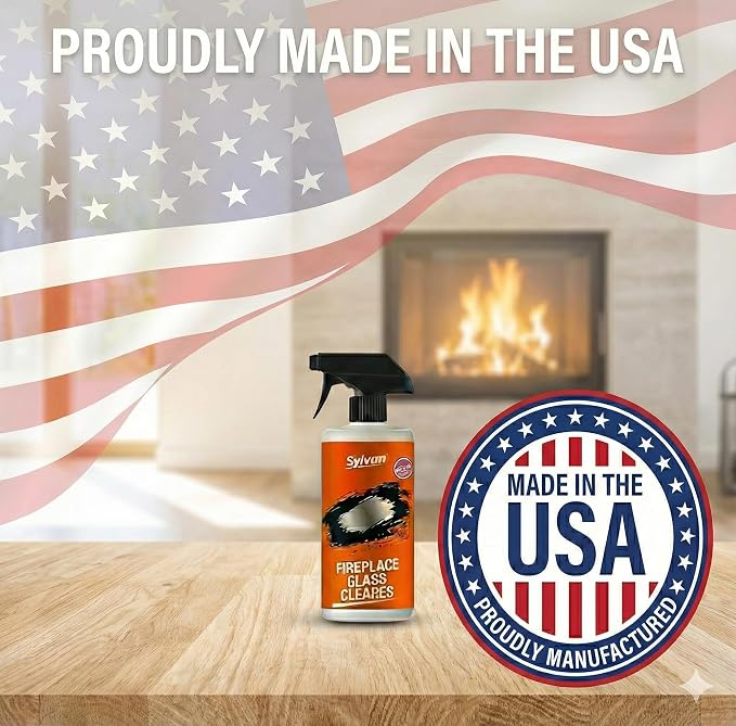Fireplace Glass Cleaner 16 oz | Made in the USA | Removes Tough Stains | Heavy Duty Soot, Creosote & Smoke Stain Remover – Fast-Acting, Streak-Free Formula for Wood, Pellet & Coal Stoves