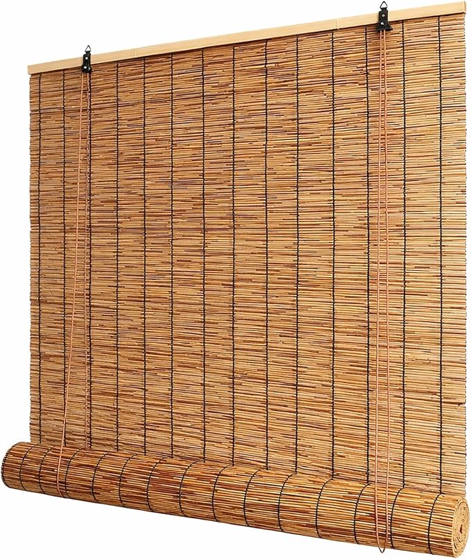 Bamboo Roll up Blinds Outdoor, Weather Resistant Bamboo Roller Shades for Patio Porch Pergola, Sun Blocking Reed Privacy Screen Window Sun Shade, Cordless(70" W x 36" H)