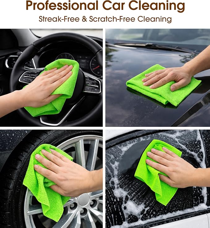 KitchLife Microfiber Cleaning Cloth Roll, 100 Pack - Tear-Away Microfiber Paper Towels, Lint-Free, Reusable, Washable for Kitchen, Car, Dishes, and Sensitive Surfaces (Neon Green)