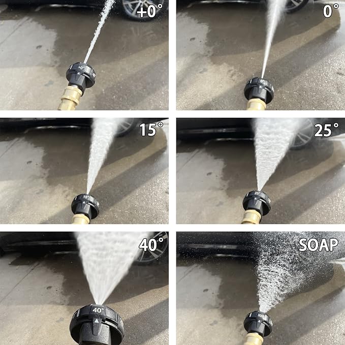 JOEJET Pressure Washer Nozzle Tips, 6-in-1 Quick Changeover, 4000 PSI | Adjustable Power Washer Spray Nozzle, Multiple Degrees in One, 1/4 Inch Quick Connect