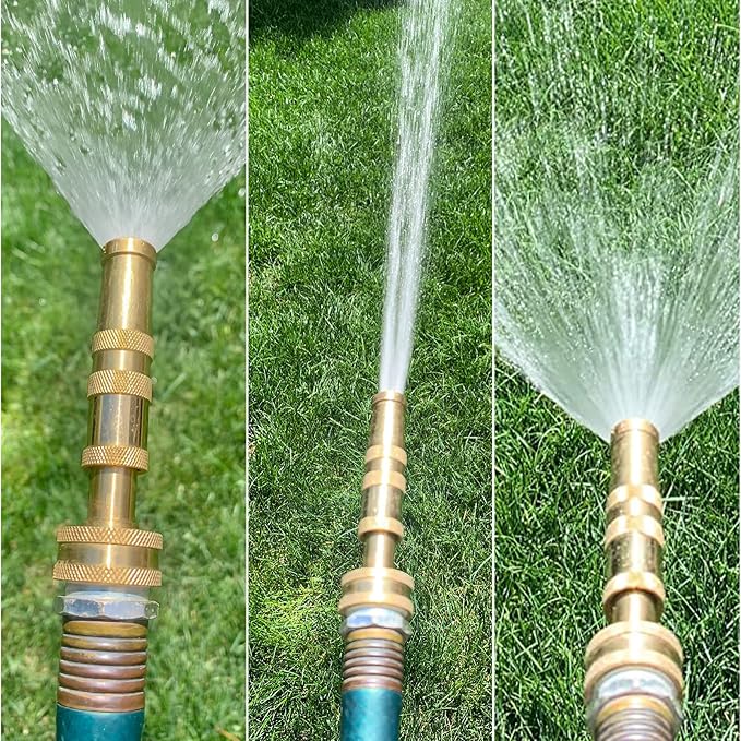 Twinkle Star Brass Heavy Duty Adjustable Twist Hose Nozzle Set | 3/4” GHT Brass Garden Hose Nozzle, Adjustable Water Flow