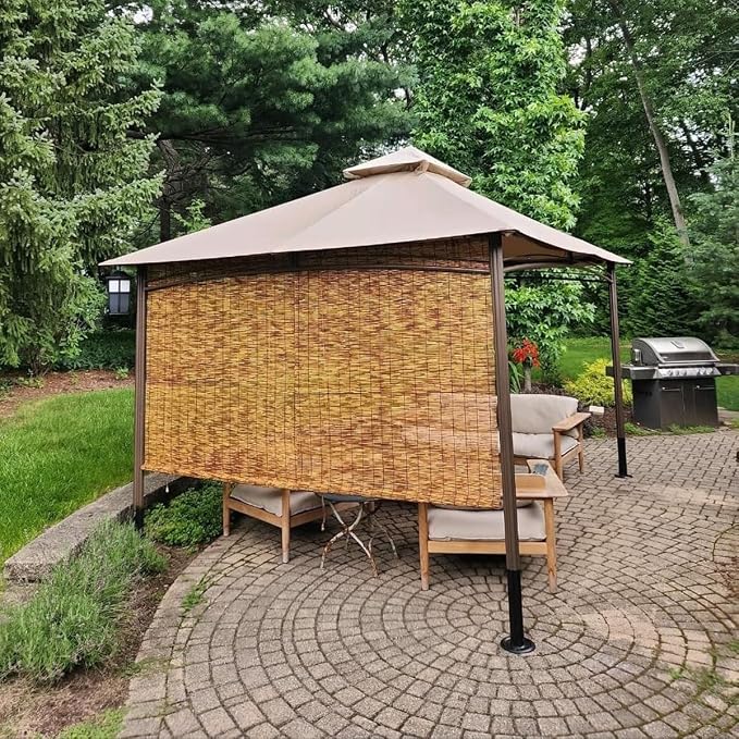 Bamboo Roman Shades for Windows 27 inch 30 inch 34 inch 46 inch Cordless Bamboo Blinds Blackout 70% Hand Woven Reed Roller Blinds with Lift for Inside Mount Privacy Screen(Brown,54" W x 36" H)