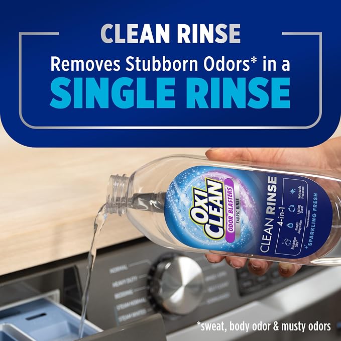 OxiClean Odor Blasters Fabric Rinse, Sparkling Fresh Scent, 50 fl oz | 4-in-1 Clean Rinse Formula, Laundry Additive, Odor Eliminator, Removes Sweat and Musty Odors