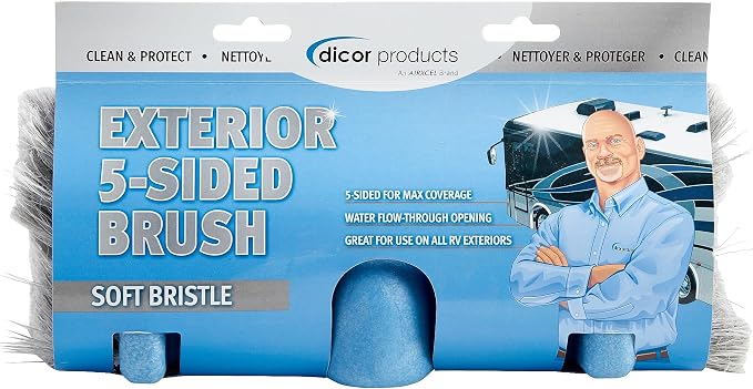 Dicor CP-SB125E Soft Bristle Exterior Wash Brush for Exterior RV Roof Cleaning and Maintenance