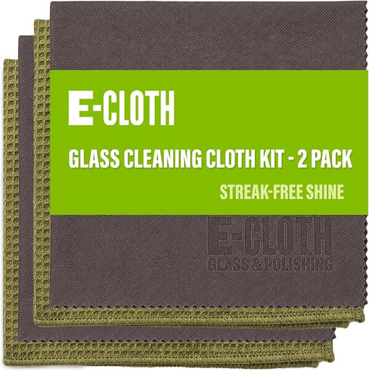 E-Cloth Window and Glass Cleaner Kit, Just Add Water - 2 Kits | Chemical-Free Cleaning - Reusable & Machine Washable Towel, Versatile Use for Mirrors, Cars, & Lenses, Alaskan Blue