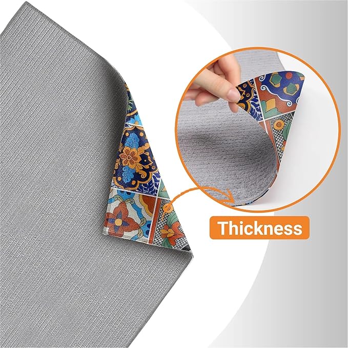 Talavera Mexican Tiles Dish Drying Mat For Kitchen Counter, Super Absorbent Microfiber Dish Drying Pad, Kitchen Gadgets For Easy Clean Multi-Use Large 18"x24"
