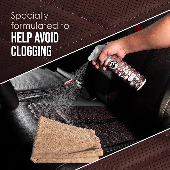 Chemical Guys, VentRight Leather Cleaner & Conditioner, Vented Seats, 16 oz | Deep cleaning leather cleaner for ventilated seats with added protection removes dirt, oils, residue and grime