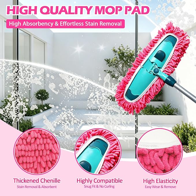 4PCS 13''~16'' Microfiber Dust Mop Pads Compatible with Leifheit 55210 | Reusable Mop Refills,Replacent Wet Mopping Pad & Washable Dry Sweeping Cloths for Hardwood Floor/Tile/Marble Cleaning