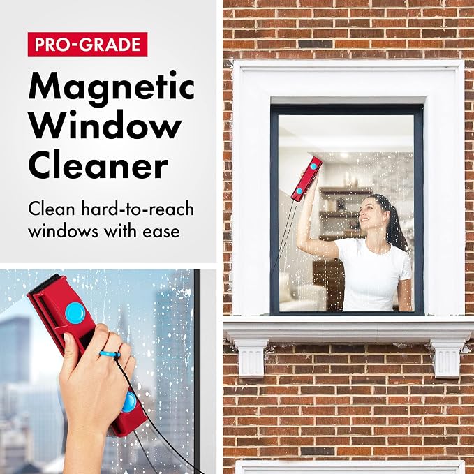 Tyroler Bright Tools The Glider D-2 Magnetic Window Cleaner for Double Glazed Windows. Fit to 0.3in - 0.7in Window Thickness. Glass Cleaner | | Double Sided Outside Window Cleaner Tool Fits Windows 0.3"-0.7" Thick | Magnet Window Cleaner Tool, Magnetic...