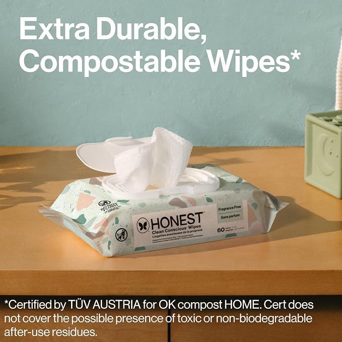 The Honest Company Hypoallergenic Multi-Use Baby Wipes for Sensitive Skin, Geo Mood, 60 Count (Pack of 12)