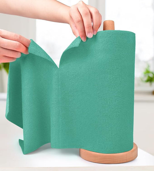 KitchLife Microfiber Cleaning Cloth Roll - Tear-Away Reusable Microfiber Paper Towels, Lint-Free, Washable, 20 Sheets for Kitchen, Car, Dishes, and Sensitive Surfaces (Emerald Green)