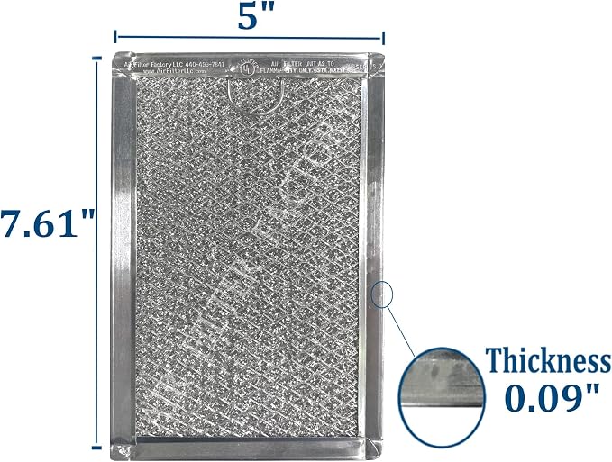 Air Filter Factory Microwave Filter 258 Replacement For Whirlpool Microwave Oven Mesh Screen Grease FIlters 5″ x 7-5/8″ x 1/8″ 2-Pack