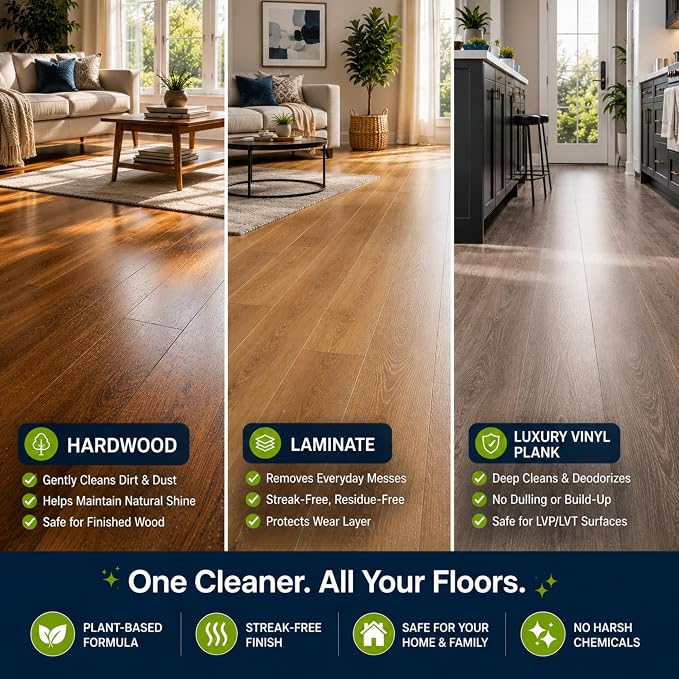 Black Diamond Stoneworks Wood & Laminate Floor Cleaner – No-Rinse Streak-Free Cleaner for Hardwood, Laminate, Engineered Wood & Luxury Vinyl Plank Floors (4 Gallons)