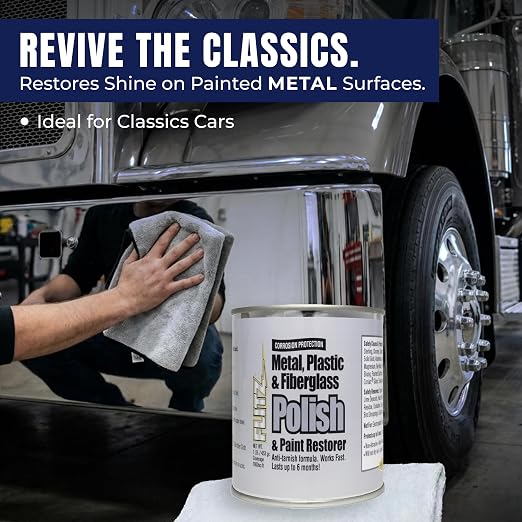 Flitz Metal Polish Paste - 1lb Can of USA-Made Polish for Solid Chrome, Stainless Steel, Aluminum- Non-Abrasive for Light Oxidation - Requires Manual Buffing - Not for Plated/Coated Surfaces (1 Pack)