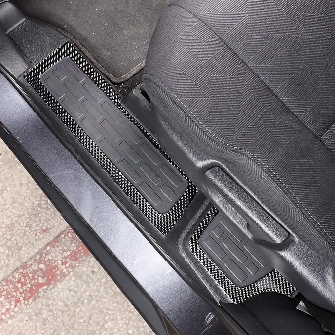 Car Door Sill Scuff Plate Trim Panel, Car Door Entry Guards, Threshold Strip, Door Sill Guard for Honda Pilot 2015-2019, Carbon Fiber (Built-in Door Sill Sticker)