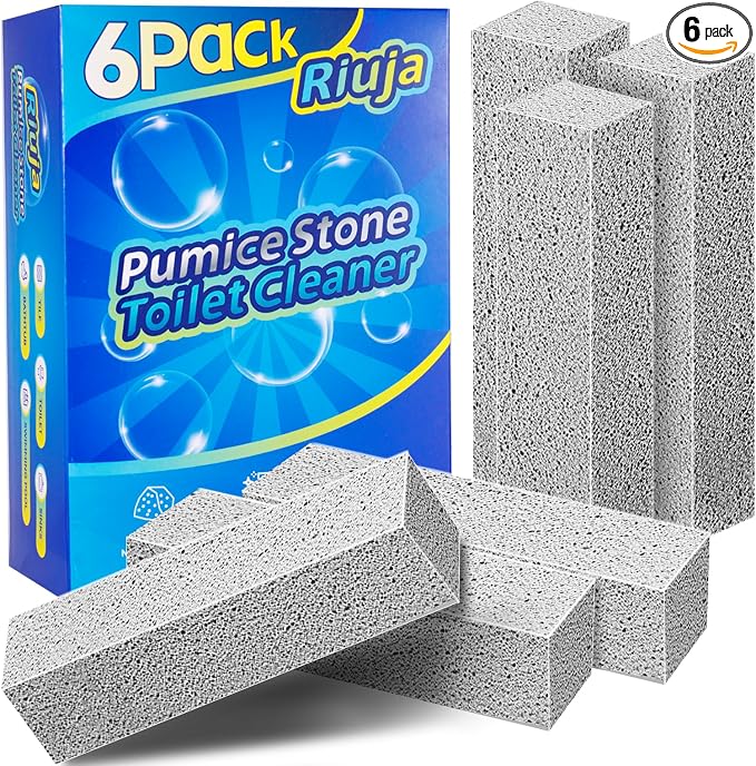 Riuja 6 Pack Pumice Stone Toilet Bowl Cleaner, Pumice Stone for Cleaning | Scouring Stick Removes Hard Water Ring & Rust Stain, Easy to Shape Powerfully Cleans Toilets, Ceramic, Grill, Tub, Pool, Sink