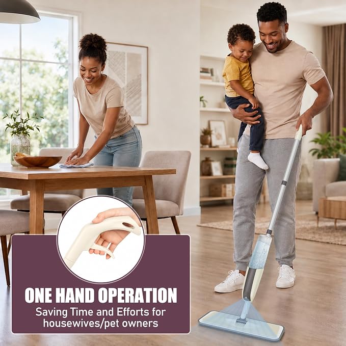 Spray Mops for Floor Cleaning: MEXERRIS Wet Mop with 3 Washable Pads for Swiffer Powermop - Floor Mop with Refillable Bottle - Home Commercial Dust Mops for Hardwood Laminate Ceramic Tiles