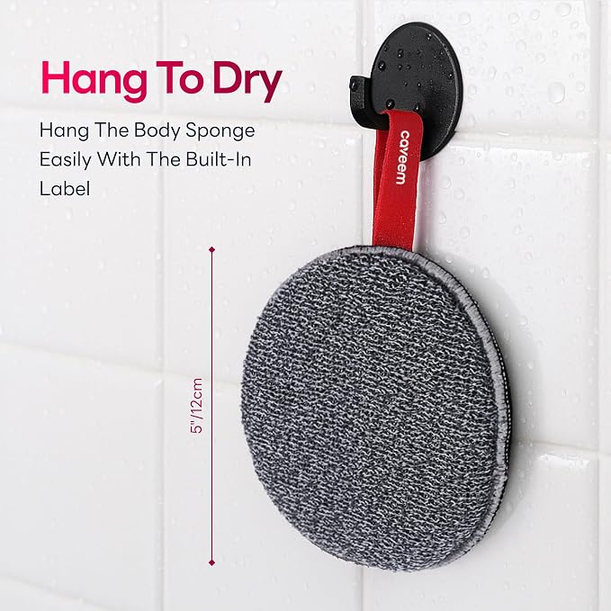 Caveem Exfoliating Body Scrubber, Bath and Body Scrub Buffer, Body Exfoliator for Remove Dead Skin, Gentle and Rough Lightweight Sponge for Shower (2 Pack)