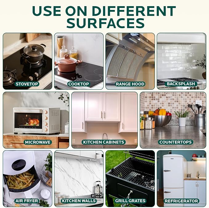 2Pcs Degreaser Cleaner Heavy Duty Spray: Foaming Kitchen Cleaner Cuts Through Baked-On Grease on Ovens Stove Tops Grills - Clean Up Kitchen Oil Stains Spray for Multi-Surface Cookware & Countertop