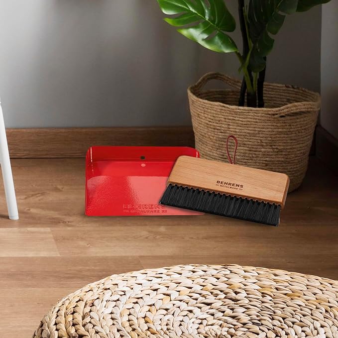 Behrens Red Galvanized Dustpan & Brush Set