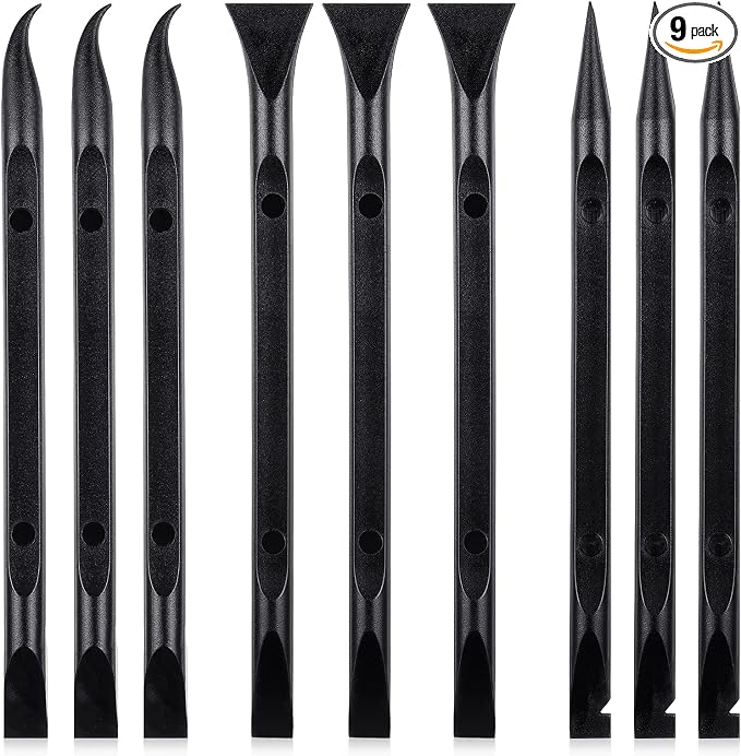 9 Pieces Plastic Scraper Tool Scratch Free Crevice Cleaning Sticker Remover Tool Multipurpose Non Scratch Scrapers for Tight Spaces, Kitchen, Crevices, Auto Detailing, Paint