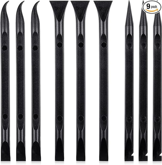 9 Pieces Plastic Scraper Tool Scratch Free Crevice Cleaning Sticker Remover Tool Multipurpose Non Scratch Scrapers for Tight Spaces, Kitchen, Crevices, Auto Detailing, Paint