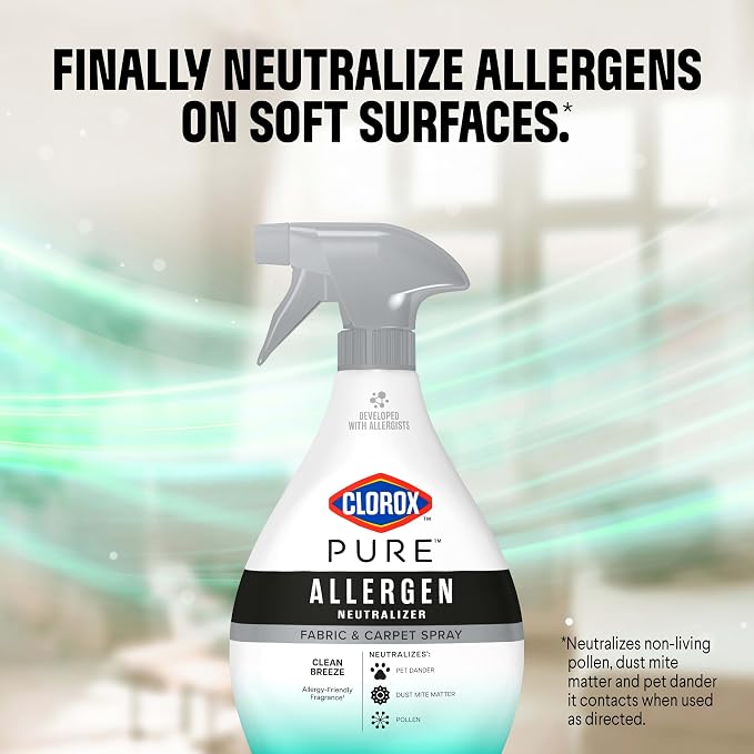 Clorox PURE Allergen Neutralizer Fabric and Carpet Spray, Clean Breeze, 26 Fluid Ounces