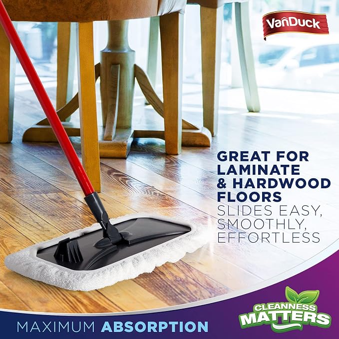VanDuck 100% Cotton Terry Mop Pads 15x8 Inches, 3-Pack (Mop Not Included) | Reusable terry cloth mop covers, cotton replacement pads, floor cleaning refills, machine washable