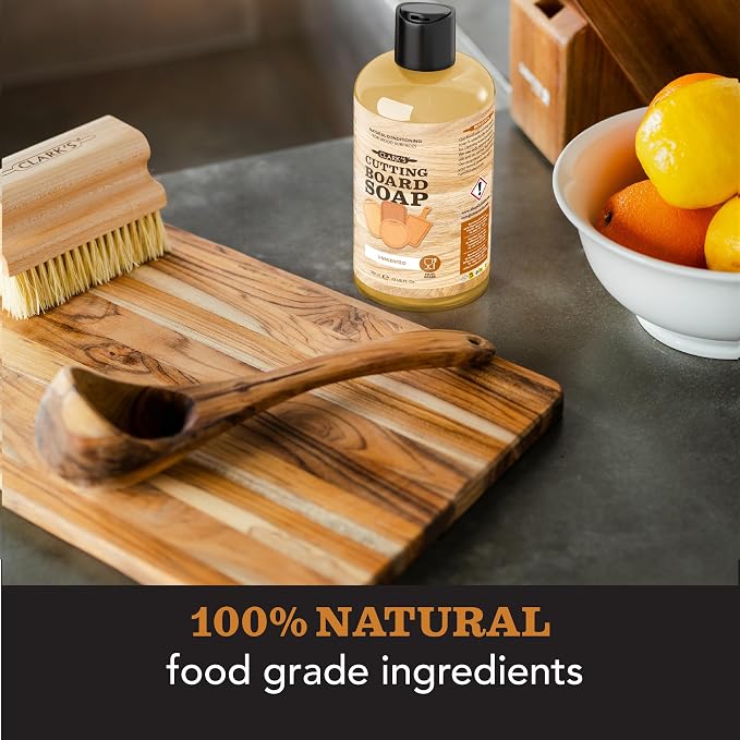 CLARK'S Cutting Board Cleaner Unscented - Soap for Butcher Block, Countertop and Utensils - Cleans and Restores Wood - Use Before Food Grade Mineral Oil