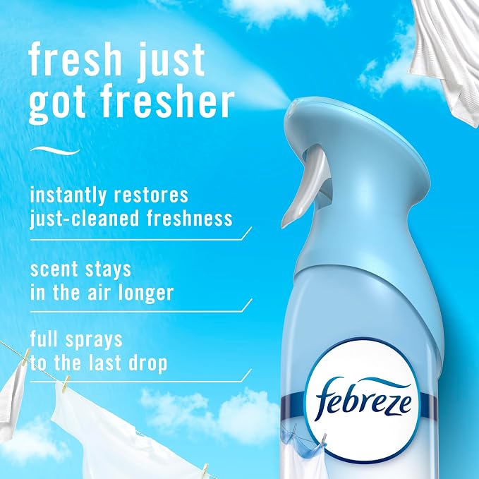 Febreze Air Mist, Air Freshener Spray, Odor Fighting Room Spray, Deodorizer for Home Bathroom Kitchen Office Apartment Dorm Room Classroom, Linen & Sky Scent, 8.1oz (Pack of 2)