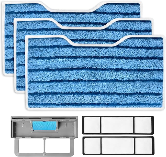 KEEPOW Replacement Pads Refills Compatible with Shark Vac Mop VM252 VM401 | Reusable Mop Vac Pads for VM180 VM250 VM200 VC205 QM250 VM190, Hardwood Floor Mop Pad, Blue (1+2+3 Pads)