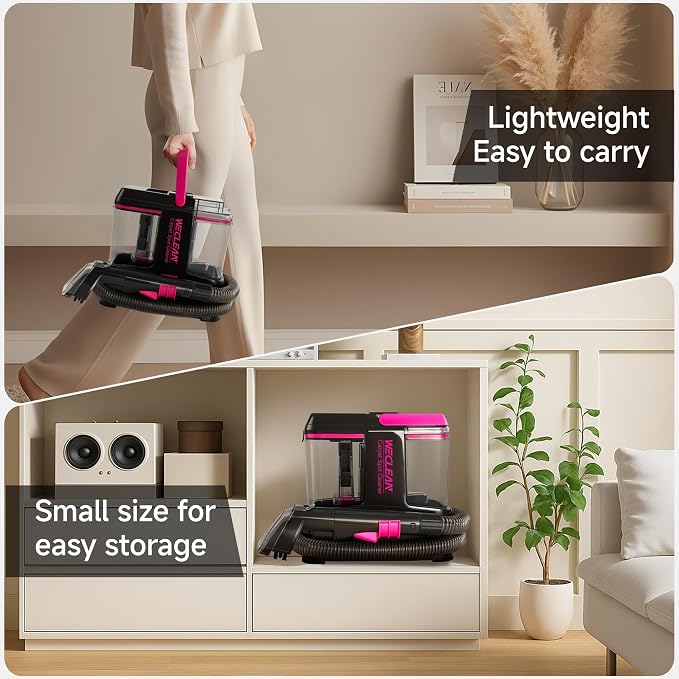 WECLEAN C5 Portable Carpet Cleaner Upholstery Deep Cleaner, Deep Cleaning for Carpet,Car Couch, with Deep Cleaning Solution,Blackpink