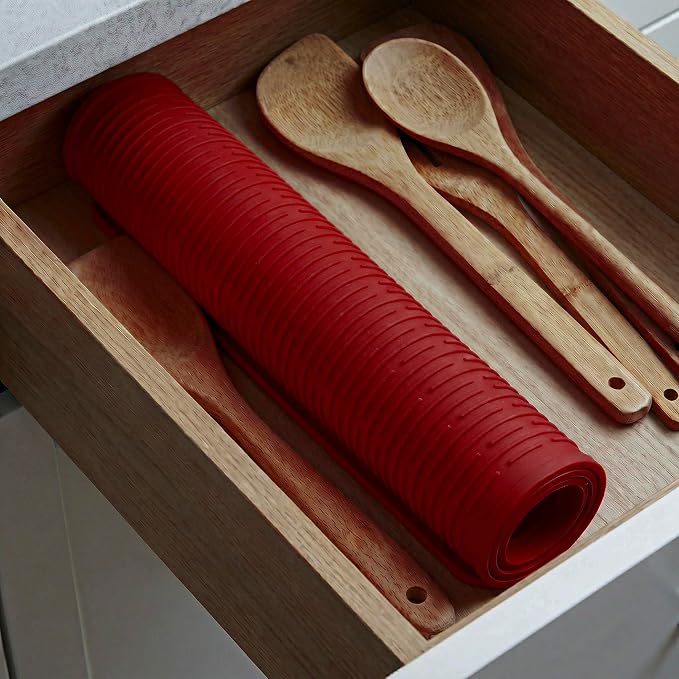MicoYang Silicone Dish Drying Mat for Multiple Usage,Easy clean,Eco-friendly,Heat-resistant Silicone Mat for Kitchen Counter or Sink,Refrigerator or Drawer Liner Red 2XL 24 inches x 18 inches