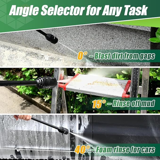 Pressure Washer Gun Wand & 3-in-1 Adjustable Nozzle, M22-14mm | Compatible with Ryobi, Powerstroke, Greenworks, Husky, Raptor Blast, Electric Power Washer