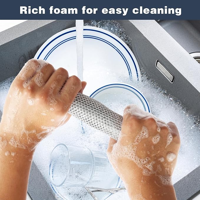 PIPUHA 10 Pack Non-Scratch Stainless Steel Scrubber, Reusable Diamond Weave Scrubber Cloths for Kitchen, Heavy-Duty Metallic Fiber Cleaning Cloth for Cookware, Dishes, Sinks, Easy-Rinse & Quick-Dry