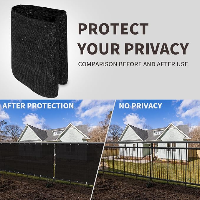 LOVE STORY Custom Size 2.6' x 3' Balcony Privacy Screen Cover, Black | HDPE Fabric, 95% UV Block, Fence Screen for Patio, Railing Cover for Apartment, Privacy Protective, Custom Size Available