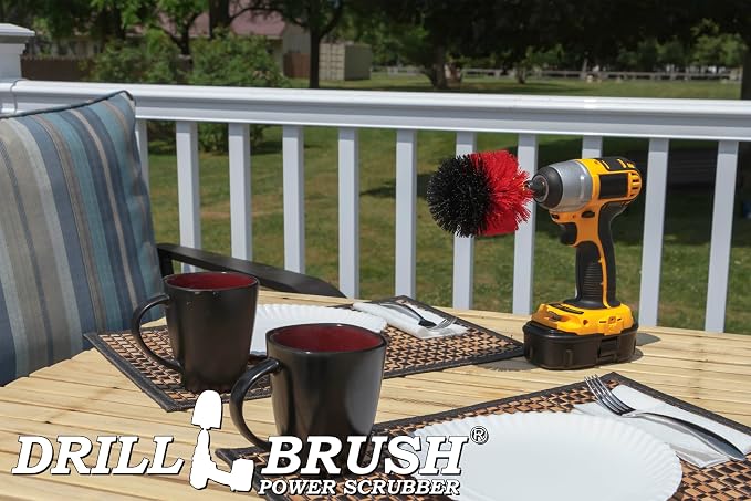Deck Cleaning - Concrete Scrub Brush - Headstone Restoration Kit | Outdoor Cleaning Supplies - Garden Scrubbing Tool - Patio Scrubbing Brush - Bird Bath Cleaner - Garden Statues