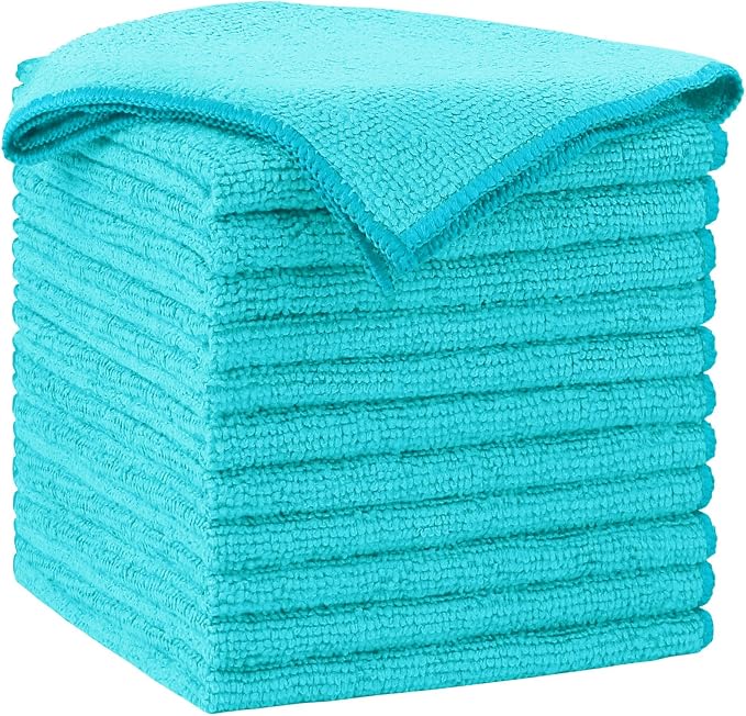 AIDEA Blue Microfiber Cleaning Cloth-12PK, Cleaning Rags 12"x 12" Absorbent | Microfiber Towels for Cars Lint Free, Reusable Microfiber Rags, Shop Towels Dish Rags for Kitchen/Home Cleaning Supplies