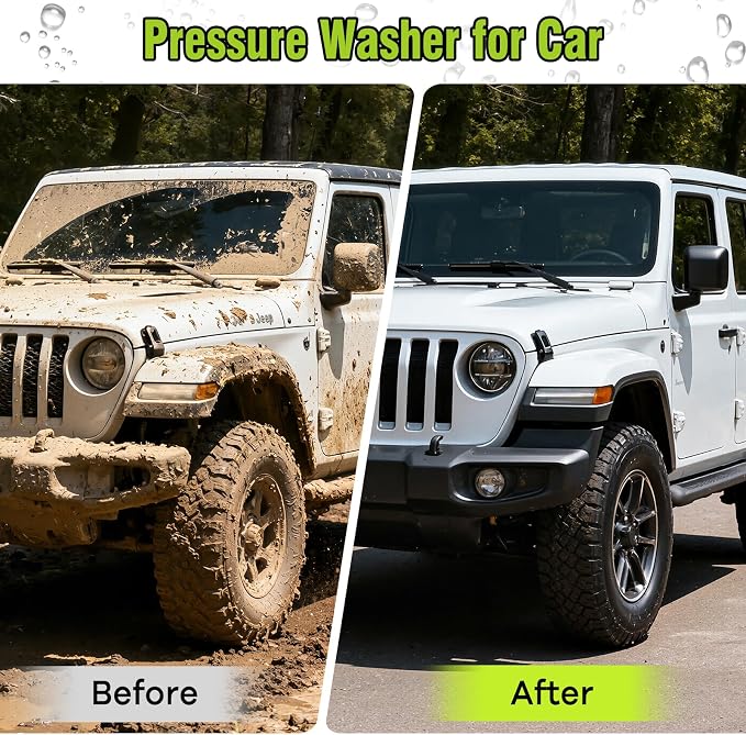 Pressure Washer, Portable Power Washer, 4 Quick Connect Nozzles, High Pressure Cleaning Machine for Car Fence Driveway Patio Washing and More(Light Green)