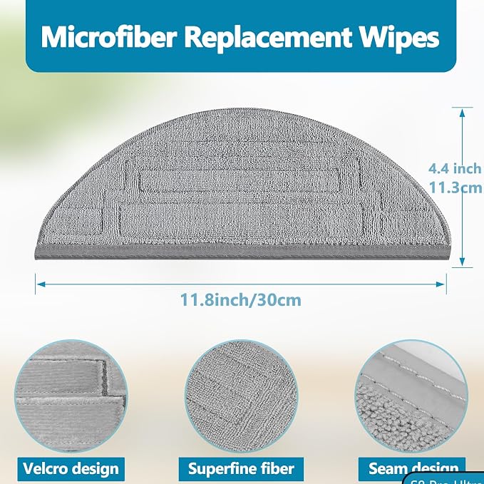 6 Pack Mop Cloth Pads Replacement for Roborock S8 Pro Ultra Robot Vacuum, Upgraded Reusable Microfiber Dual Sonic Mopping Pad Accessories