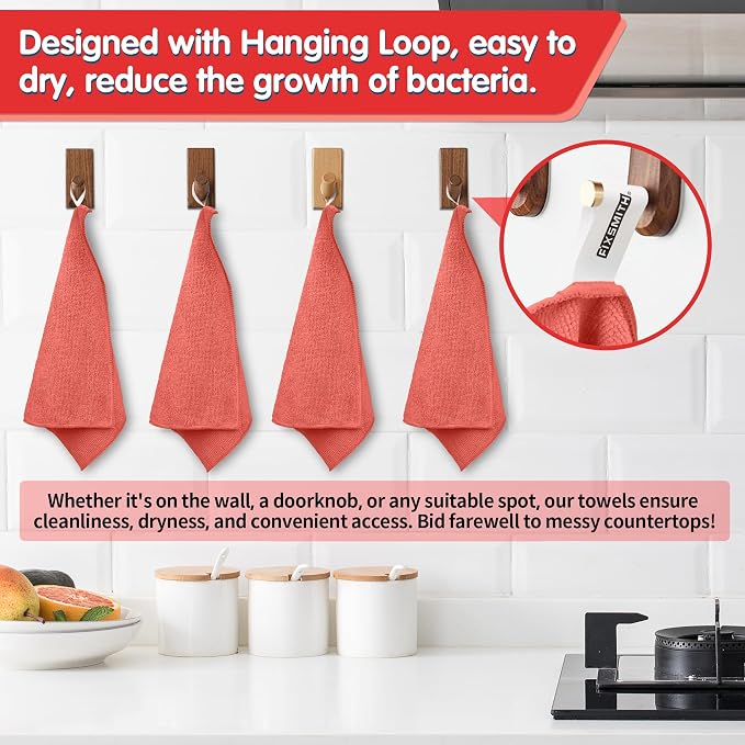 FIXSMITH Red Microfiber Cleaning Cloth -Pack of 12, Highly Absorbent Cleaning Rags, 16"X12" All Purpose Cleaning Towels for Housekeeping, Kitchen, Car, Lint Free and Reusable Microfiber Towels